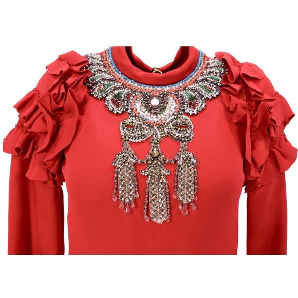 GUCCI Fall 2016 Runway Hibiscus Wool Silk Embroidered Mini Dress 38IT/XS - Picture 8 of 15